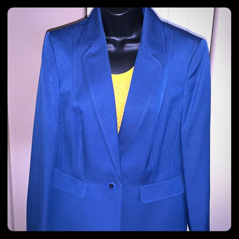 Shiny blue and black strip blazer